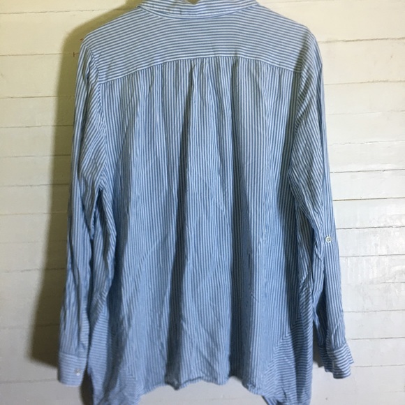 J. Jill Popover Tunic Blue & White Stripe Top - Picture 2 of 7